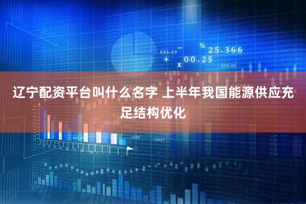 辽宁配资平台叫什么名字 上半年我国能源供应充足结构优化